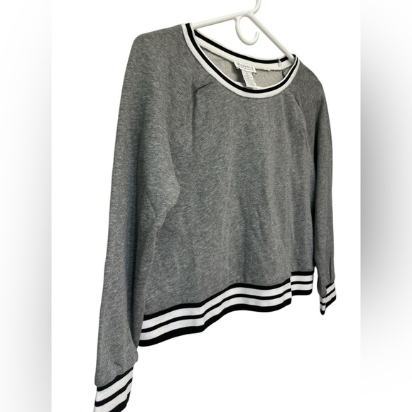 Weekend by Andrea Jovine varsity pullover gray with black white stripe NWT - Picture 3 of 7